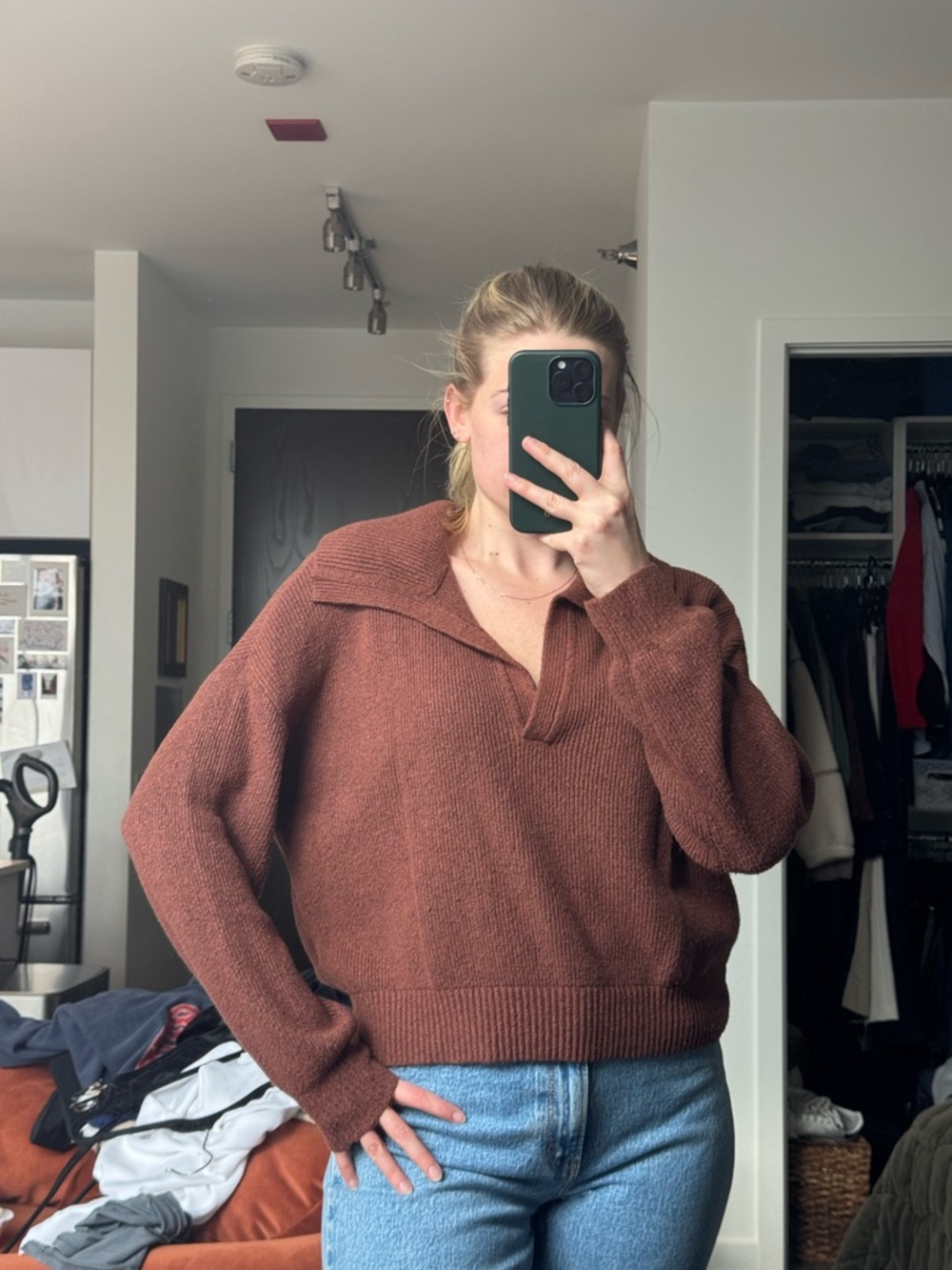 Abercrombie & Fitch Rust Brown Cowl-Neck Sweater
